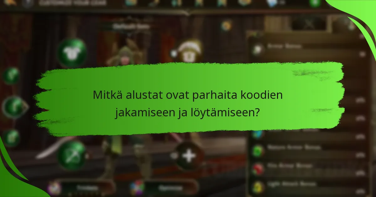 Mitkä alustat ovat parhaita koodien jakamiseen ja löytämiseen?
