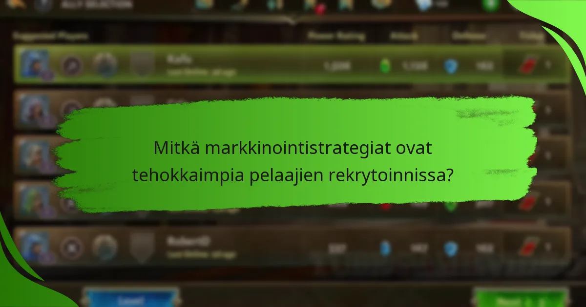 Mitkä markkinointistrategiat ovat tehokkaimpia pelaajien rekrytoinnissa?