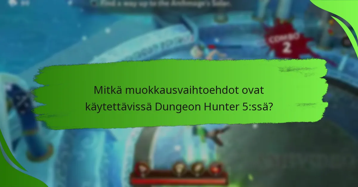Mitkä muokkausvaihtoehdot ovat käytettävissä Dungeon Hunter 5:ssä?